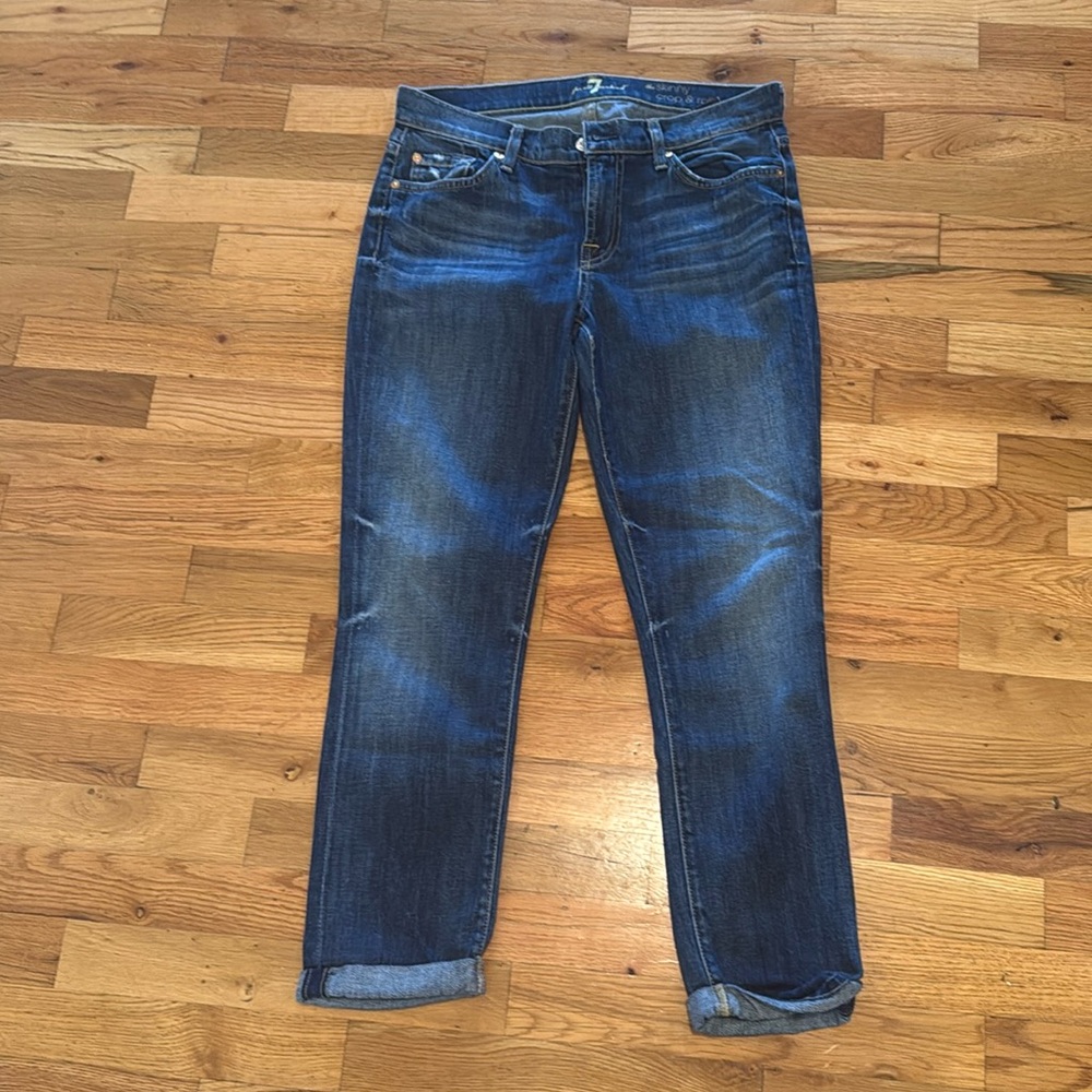 7 for all mankind the skinny crop & roll jean size 28 like new condition